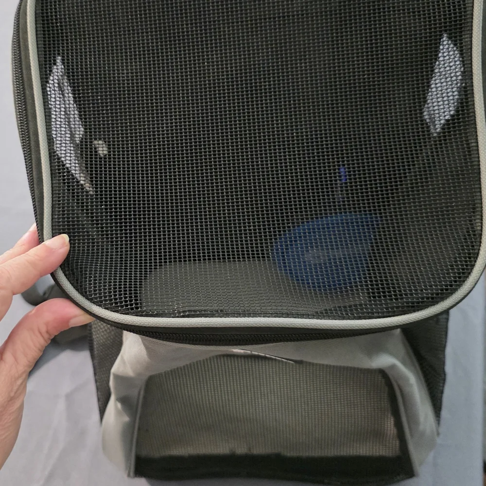 Gray Pet Carrier Backpack With Water Bowl by Pawsse